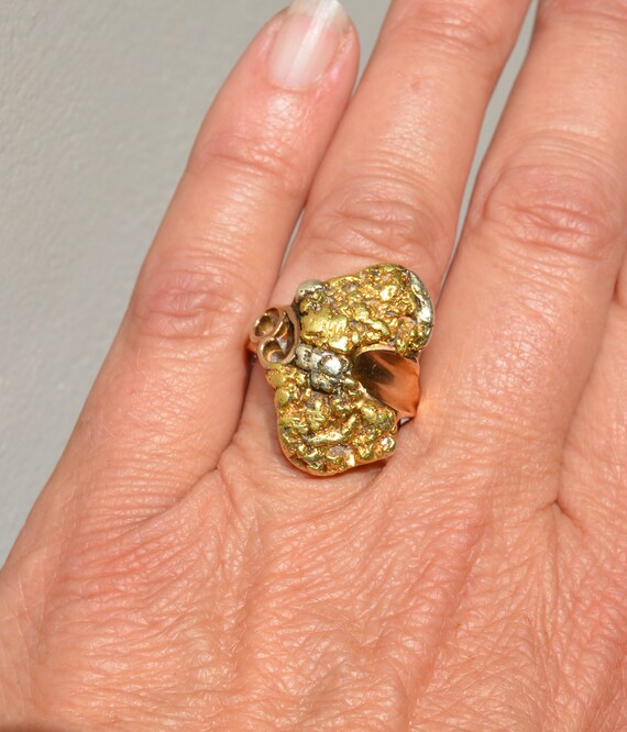 Natural gold nugget ring clearance