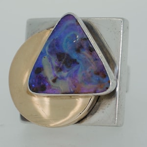 Statement Boulder Opal Sterling silver & 14K Gold Ring