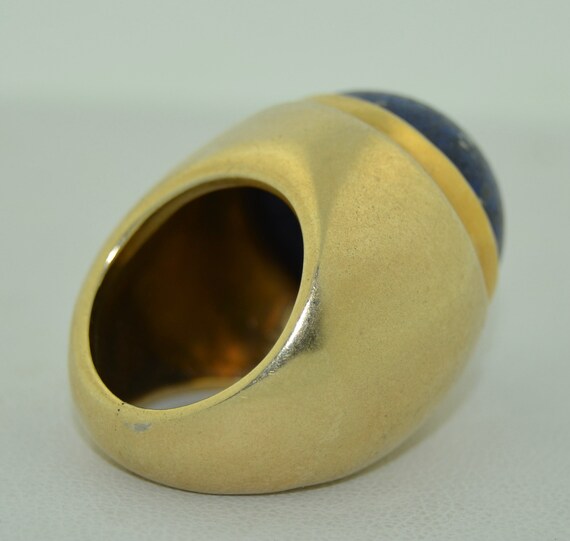 14K & Sterling Lapis Seriously Large Bombe Ring - image 5