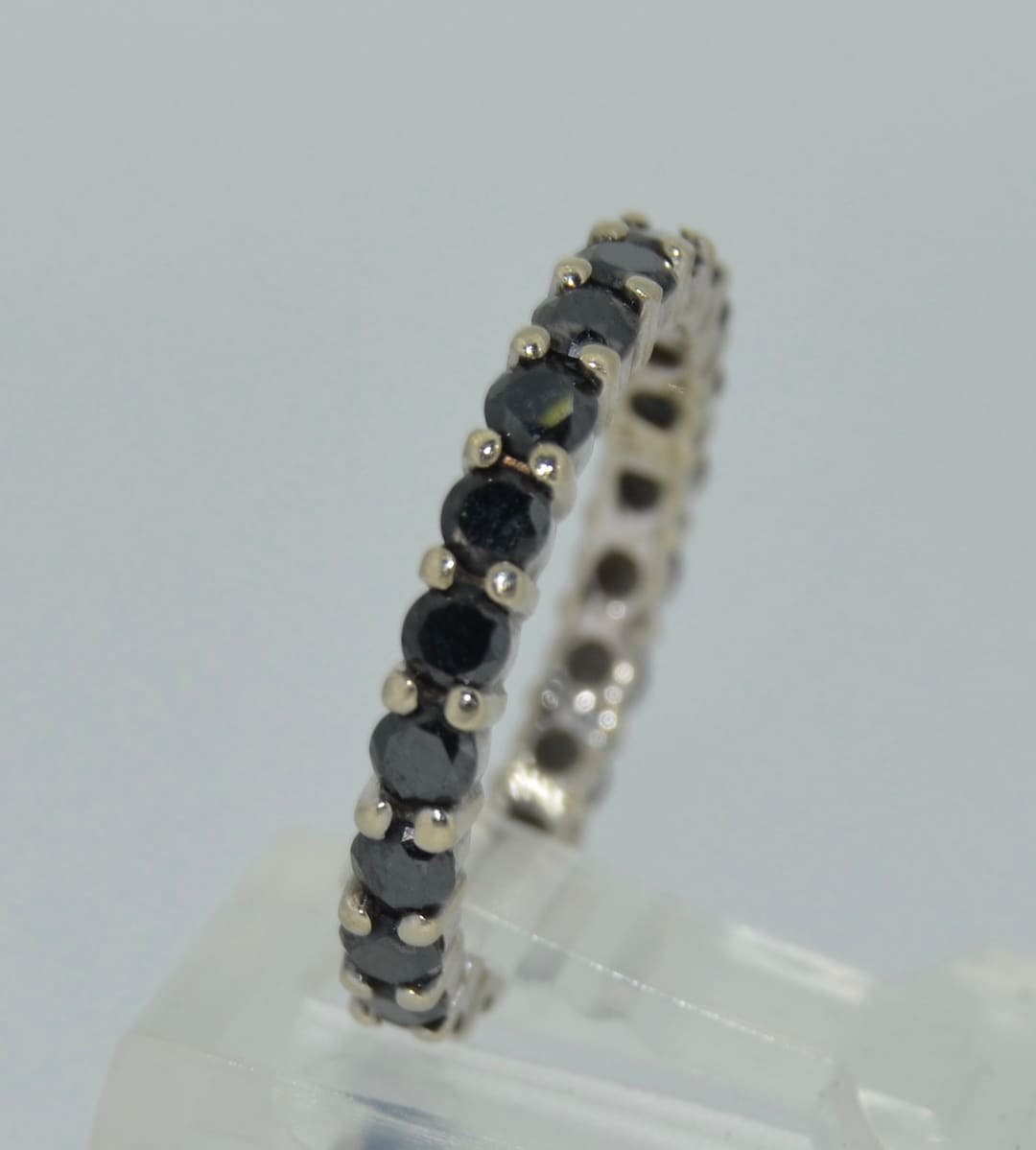 14K Black Diamond Eternity Band Ring - Etsy