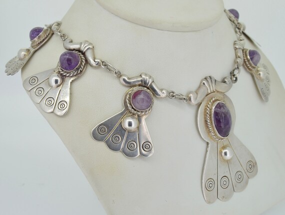 Mexican Sterling Silver with Amethyst Necklace & … - image 4