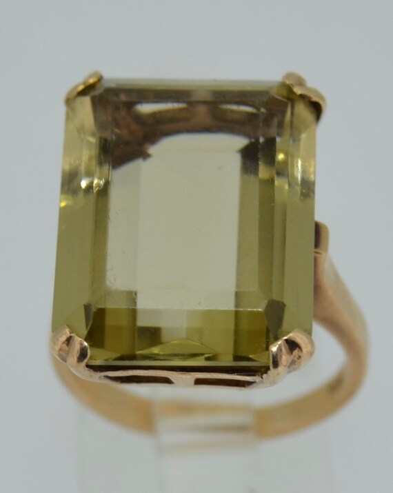 Retro 14K Citrine Cocktail Ring - image 7