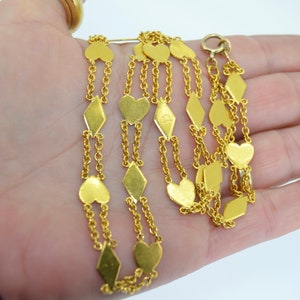 22K Love Heart & Diamond Fancy Link Chinese Chain Necklace