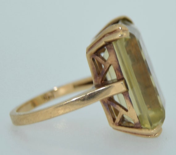 Retro 14K Citrine Cocktail Ring - image 4