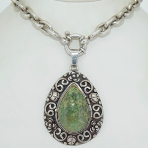 Los Ballesteros Mexican Sterling Silver & Green Jasper Locket