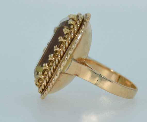 Victorian 14K Rose Cut Diamond Citrine Ring - image 3