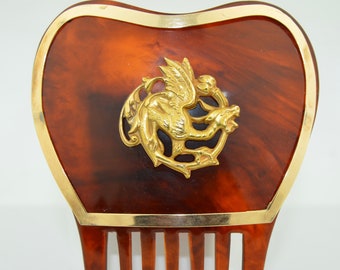 Extremely Fine 14K Yellow Gold Griffin - Dragon Hair Comb