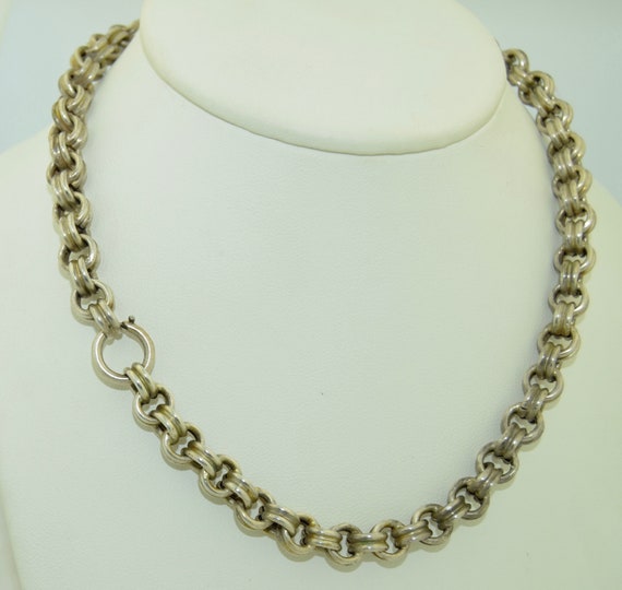 Antique Sterling Silver Chunky Link Chain Necklace