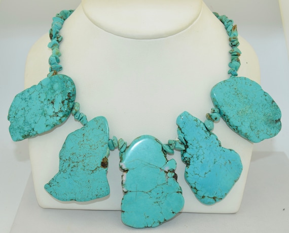 Turquoise slab sale necklace