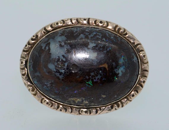 Victorian 10K Boulder Opal Brooch