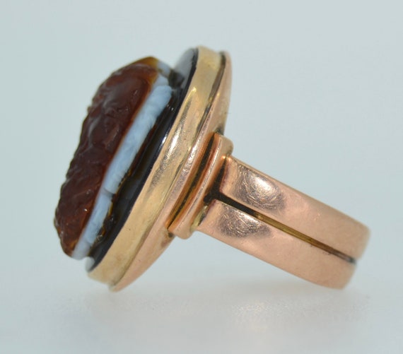 Victorian 14K Double Sardonyx Agate Cameo Ring - image 6