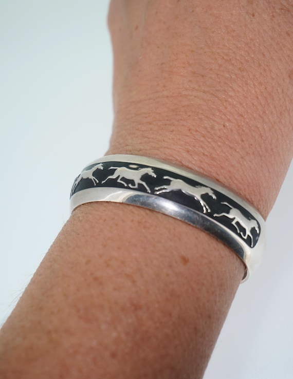 Navajo Sterling Silver Running Horses Cuff Bracelet by B. Webb - Etsy