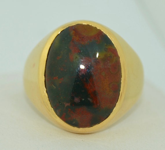 Large 14K Bloodstone Signet Ring