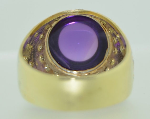 14K Amethyst & Diamond Bullet Dome Ring - image 8