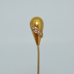 Antique 14K Pearl Drop Stick Pin