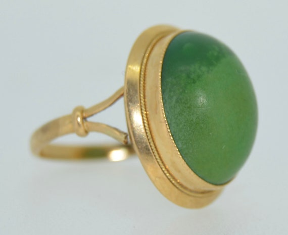 18K Green Turquoise Cabochon Ring - image 4