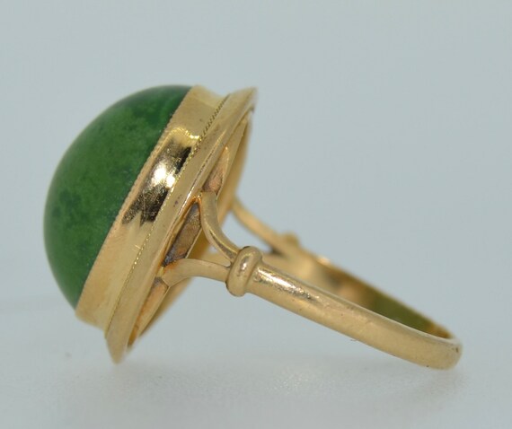 18K Green Turquoise Cabochon Ring - image 5