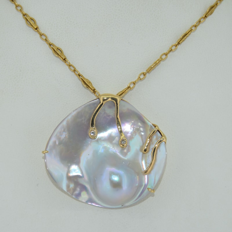 Round Blister Pearl Brass Earrings