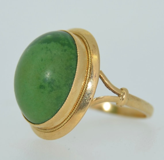 18K Green Turquoise Cabochon Ring - image 6