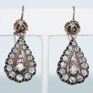Victorian Diamond Dangle Earrings in Gold