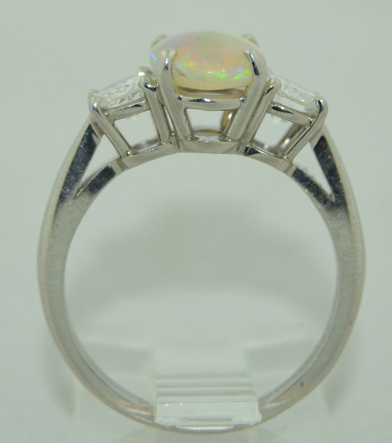 Platinum Fine Diamond and Opal Ring - image 5