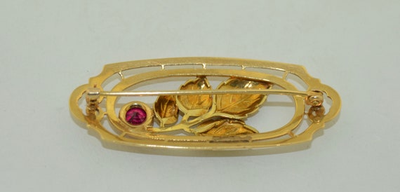 14K Yellow Gold Brooch with 1/2CT Ruby - image 5