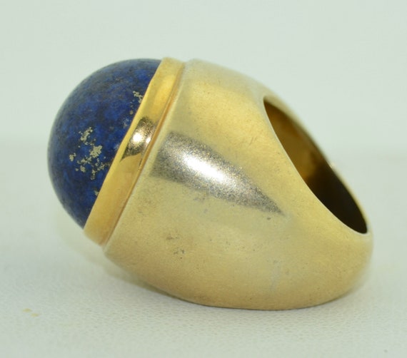 14K & Sterling Lapis Seriously Large Bombe Ring - image 6