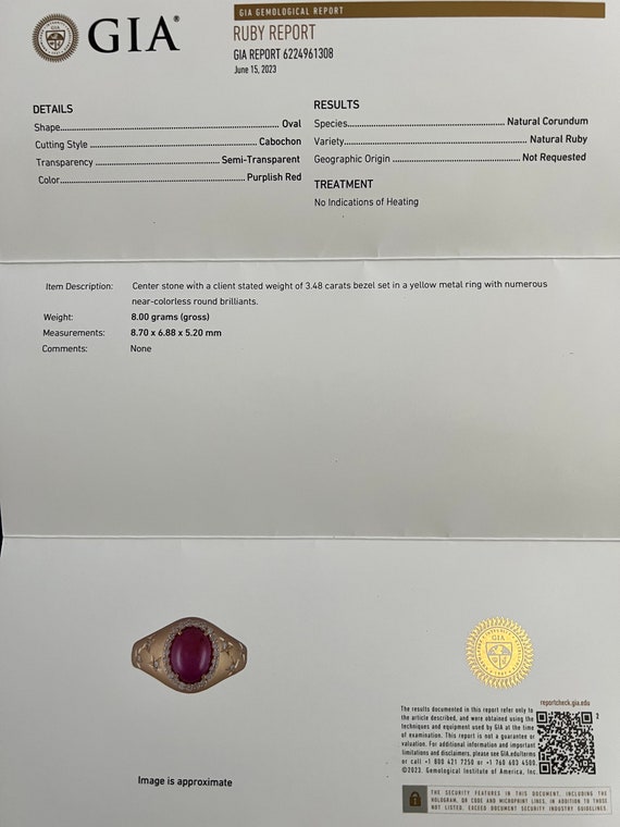 18K GIA Untreated 3.4 ct Natural Ruby & Diamond S… - image 10