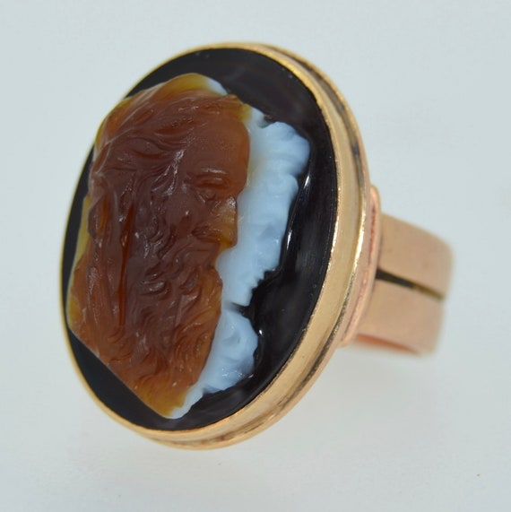 Victorian 14K Double Sardonyx Agate Cameo Ring - image 1