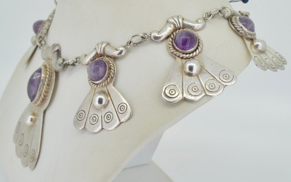 Mexican Sterling Silver with Amethyst Necklace & … - image 3