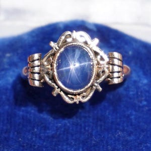 Art Deco 14K Natural Blue Star Sapphire Ring