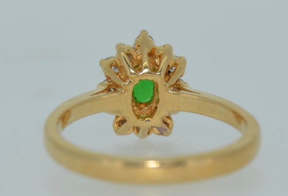 14K Green Tourmaline and Diamond Halo Ring - image 4