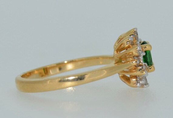 14K Green Tourmaline and Diamond Halo Ring - image 7