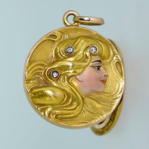 インタリオカメオペンダントトップ　18K ヴィンテージ クリアガラス インタリオ カメオ ペンダント シルバー