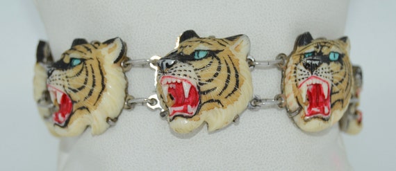 8 PC. Sterling Silver Hand Painted Tiger Set Earr… - image 3