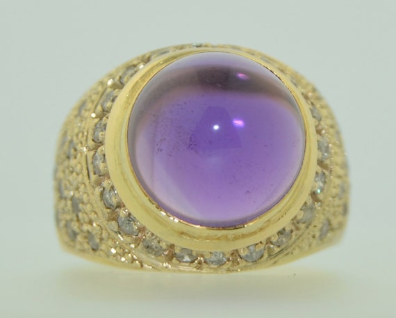 14K Amethyst & Diamond Bullet Dome Ring - image 5