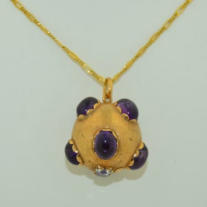 Giant 18K (750) Sputnik Orb Pendant with Amethyst and Aquamarine