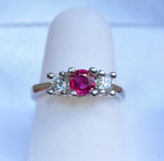 Platinum Fine Ruby & Diamond Ring Engagement weddi