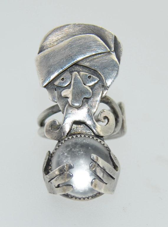 Sterling Silver Genie & Crystal Ball Ring