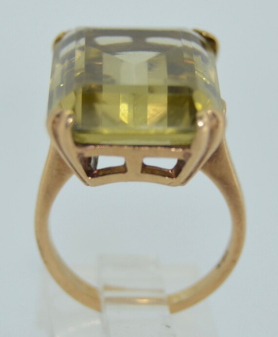 Retro 14K Citrine Cocktail Ring - image 8