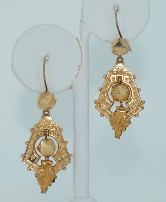 14K Victorian Etruscan Revival Earrings - image 1