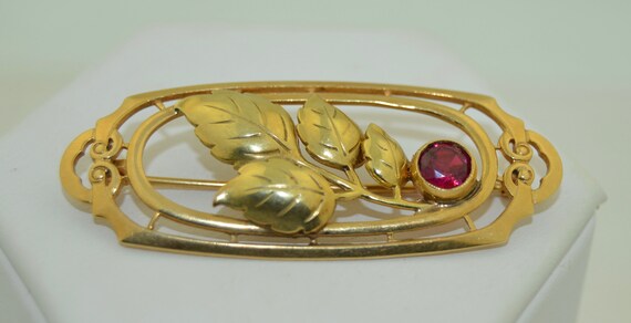 14K Yellow Gold Brooch with 1/2CT Ruby - image 4