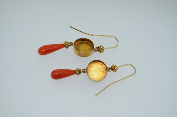 Etruscan Revival 14K Coral Drop Earrings - image 7