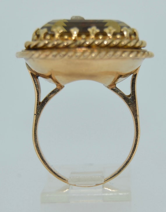 Victorian 14K Rose Cut Diamond Citrine Ring - image 8