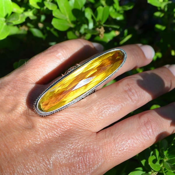 Seriously Massive Sterling Silver Citrine Ring