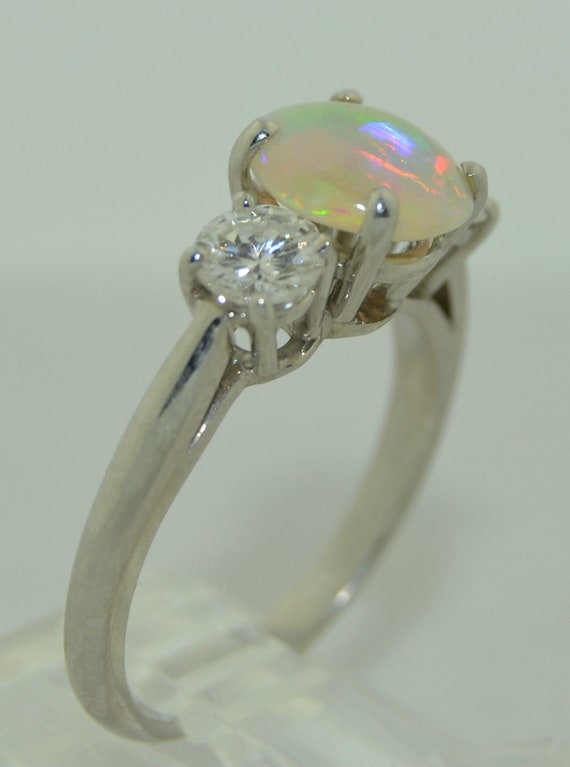 Platinum Fine Diamond and Opal Ring - image 6