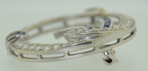 18k White Gold Diamonds & Sapphires Brooch - image 4