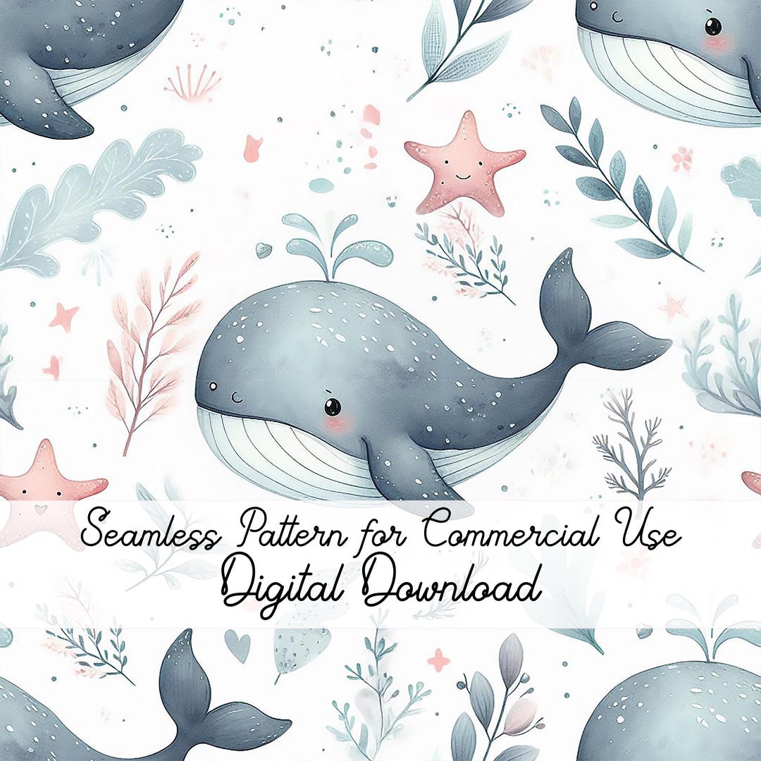 Whale Seamless Pattern: Watercolor Nautical Paper (digital Download) - Etsy