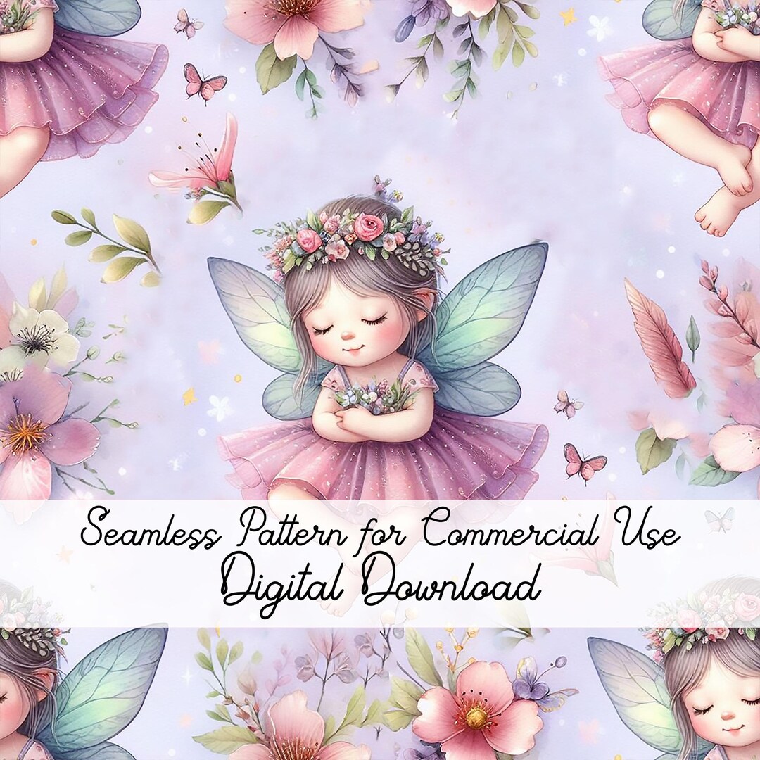 Pastel Fairy Seamless Pattern: Watercolor Floral Digital Paper ...