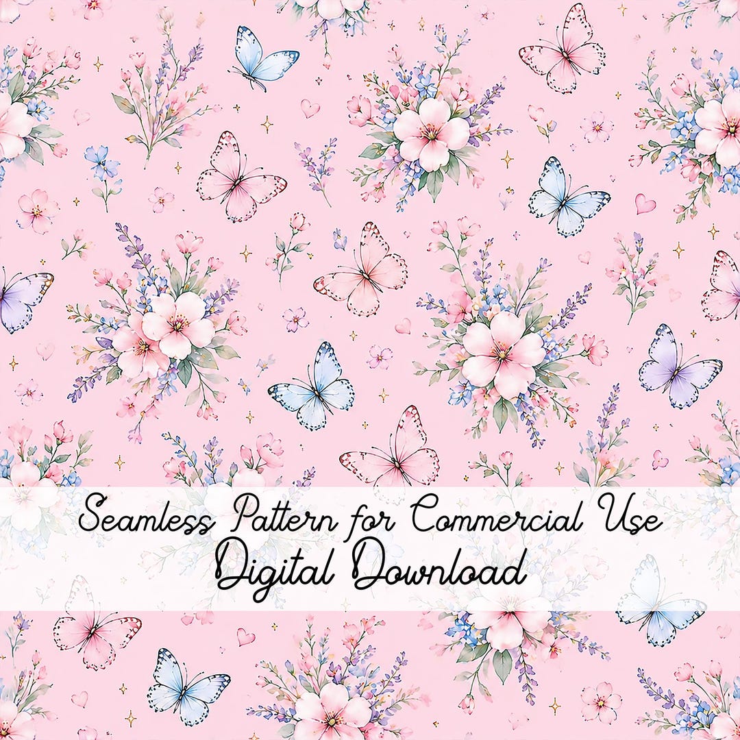 Pink Watercolor Wildflower Seamless Pattern: Cottagecore Fabric Print ...
